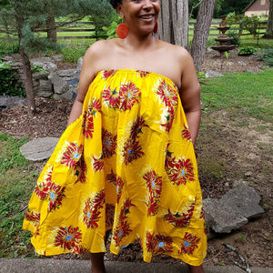 Wax Linen Hawaiian Floral Sun dress / Skirt